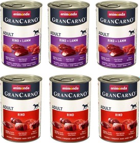 Resim Animonda Gran Carno 2 Çeşit Sığır + Sığır Ve Kuzu Etli Karma Köpek Konserve 400 G X 6 Adet 