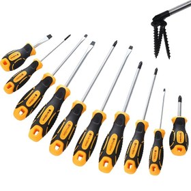 Resim 1 Set Profesyonel Manyetik Tornavida Seti Masaj Saplı - Anti-Statik, Güçlü Manyetizma, Hassas Çelik Malzeme, Ev ve Endüstriyel Onarım için, Düz Kafa, Phillips, Torx Başlıkları Dahil, Off-Road Motosikletler için 
