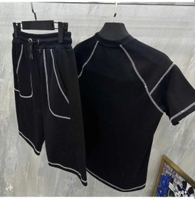 Resim Unisex Karoyaka Dikişli Şortlu Takım - Siyah Sİyah 