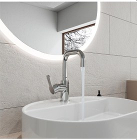 Resim Adell Lento Kuğu 3/8 Krom Lavabo Bataryası Parlak Krom 