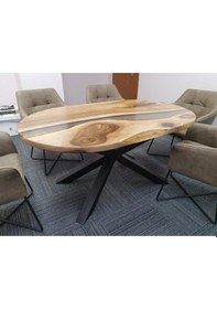 Resim Epoksi Ofis Masası Ağaç Epoksi Masa Elips Tasarım Masa 