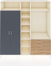 Resim Kronos Dolap 9 Raflı 3 Çekmeceli 2 Askılı 220x59x243 Aytaşı-antrasit/çam Çok Renkli 