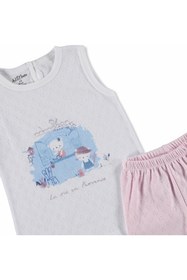 Resim Aziz Bebe Yaz Kız Bebek Yelkenli Ribana Atlet Bisiklet Yaka 2li Tshirt-Şort 