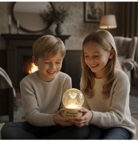 Resim Pilli Işıklı Müzikli Kar Küresi Sevimli Ayıcık Figürlü Eğlenceli Masaüstü Biblo, Led Aydınlatmalı Dekoratif Hediyelik Kar Küresi 4989 