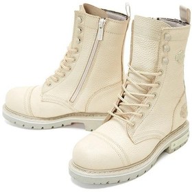 Resim Harley Davidson Colmar Beige Baskılı Deri Kadın Bot Postal Ayakkabı Bej 