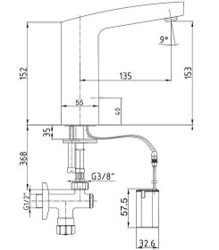 Resim ECA Fotoselli Lavabo Musluğu Pilli Tek Su Girişli 108108039 