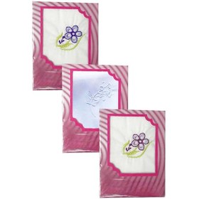Resim 3 Lü Özel Paket Premium Kadın İşlemeli Mendil Seti %100 Pamuk 28x28 Cm Çok Renkli 