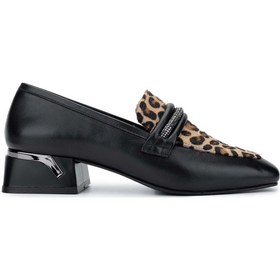 Resim Tamer Tanca Kadın Hakiki Deri Siyah Deri Topuklu Ayakkabı 33 64000 Bn Ayk Sk24-25 Syh Dr/leopar Siyah Deri 