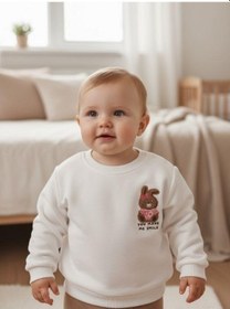 Resim Zekids Kız Bebek Pamuklu Punch Tavşan Nakışlı Sweatshirt-16336 Beyaz 