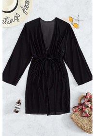 Resim Angelsin Uzun Önden Bağlamalı Plaj Elbisesi Pareo Kimono 001 