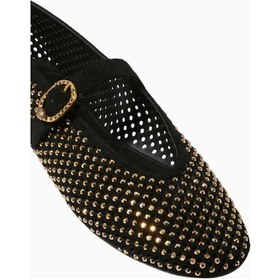 Resim Kurt Geiger Mayfair Bale Ayakkabısı, Kurt Geiger Süet Kristal Detaylı Zarif Ayakkabı Topuklu Ayakkabı Siyah 36 