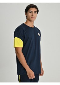 Resim Fenerbahçe S.k. 25/26 Sezon Tribün Mesh Baskılı Oversize Fit Tişört Tribün Forması Lacivert 