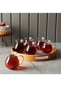 Resim 6'lı Borosilikat Cam Tombul Kulplu Çay Bardağı 180 ML 