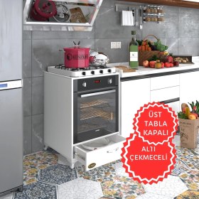 Resim Kenzlife ankastre modülü kabini azot byz fırın ocak dolabı çekmeceli ayaklı sabit tabla 
