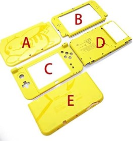 Resim Sunvalley Yeni 3DS XL LL DIY Konut Kılıf Kabukları Sınırlı Sarı Değiştirme, New3DSXL New3DSLL 3DSXL 3DSLL El Oyun Konsolları, Kişiselleştirilmiş PKM Edition Dış Ön Kapak Plakaları 5 ADET Set 