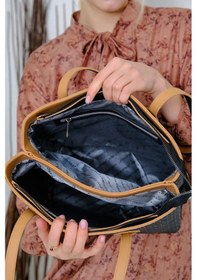 Resim Just Polo Kadın Gofraj Baskılı Büyük Boy El Çantası 4028 Siyah - Camel 