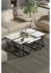 Resim Uslucan Alışveriş Orta Sehpa Ve Zigon Sehpa V Lüx 5'li Set Beyaz Çok Renkli 