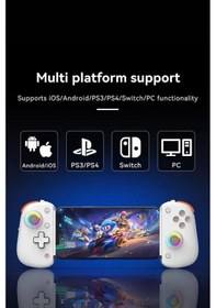 Resim Bsp D8 Pro Rgb Telefon Tablet P3 P4 Android Ios İçin Bluetooth 5.2 Joystick Gamepad Beyaz 