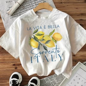 Resim Grafik Baskılı T-Shirt, Kısa Kollu Crew Neck Rahat Üst, Yaz ve Bahar için Kadın Giyim 