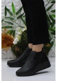 Resim Fort Gnd 8649 Ortopedik Sıcak Astar Kaymaz Taban Anne Bot Kadın Bot Siyah 