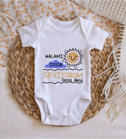Resim Bitmeyenkartus Bk Kids Isimli Halamı Çok Seviyorum Tasarımlı Bebek Body Zıbın - Beyaz 