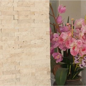 Resim Markataş 2,5X10Cm Klasik Doğal Taş Traverten Patlatma Taş Mozaik Duvar Kaplaması 