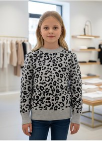 Resim Minimoda Kids Kız Çocuk Leopar Desenli Kazak 