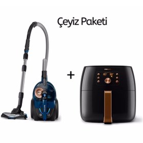 Resim Philips Powerpro Max Toz Torbasız Süpürge + Premium Aile Boyu Airfryer Xxl Fritöz 