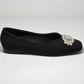 Resim Cem Pekşen Vollex 38-2190 Siyah Süet Taşlı Kadın Günlük Babet Siyah 