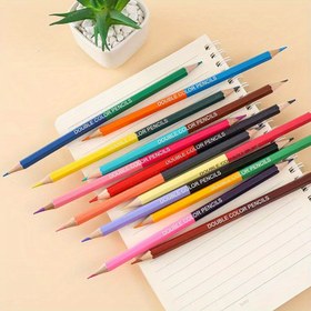 Resim 12 adet/24 Renkli Çift Uçlu Su Çözülebilir Renkli Kalem - 24 Canlı Renk, Üçgen Log Çizim Sanat Malzemeleri, Okul, Ofis ve Sanatçılar İçin Uygun, Dayanıklı Sanat Malzemeleri | Canlı Sanat Malzemeleri | Renkli Kalem Seti 