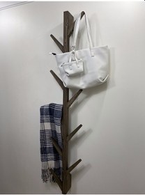 Resim O&Awood Doğal Ahşap Vestiyer, Dekoratif 8 Askılı Portmanto, Ceviz 