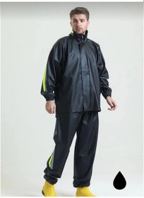 Resim Tam Kalıp Motorcu Kurye Su Gecirmez Yağmurluk Takım - Siyah Çok Renkli 