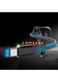 Resim Lenyes Ca59 Pd 60w Type-c Kablolu Hızlı Şarj Özellikli Type-c + Usb-a Portlu Araç Şarj Aleti Siyah 