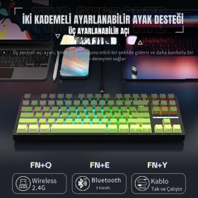 Resim Leaven K88 Mekanik Oyun Klavyesi- 3 Modlu Hot Swap Rgb 4000 Mah Batarya 