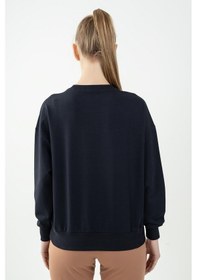 Resim Maraton Sportswear Oversize Kadın Bisiklet Yaka Uzun Kol Basic Lacivert Sweatshirt 22169-lacivert 