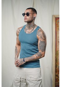 Resim Slim Fit Kaşkorseli Esnek Düz Erkek Sporcu Atlet Petrol 