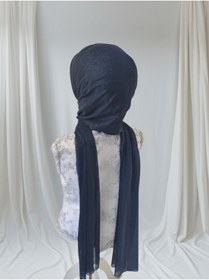 Resim NurAy Açık Lacivert Aksesuarlı Hazır Şal Abiye Şal Hazır Türban 