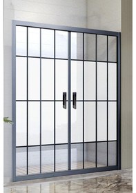 Resim Durul Duşakabin Ön Cephe 5mm Siyah Çizgi Ortası Buzlu H:190 cm Siyah 