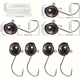 Resim 10 Adet Büyük Gözlü Ot Almayan Jig Başlı Kanca - Yakalama Oranınızı Artırın, Kurşun & Demir, 2.5g/3.5g/5g Boyutları Saklama Kutusuyla, Tatlısu & Tuzlu Su Balıkçılığı İçin İdeal, Balıkçılık Kanca 