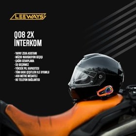 Resim 08 2X 1000m Telsiz Mesafeli Özellikli 2 Kişi Bağlantılı Bluetooth Kask Kulaklık Interkom 