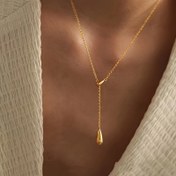 Resim Basit Ayarlanabilir Çift Su Damlası Püskül Kolye Kadınlar İçin Buluşma Tatil Günlük Hediye 