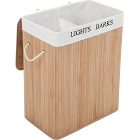 Resim Selenica 100 Litre 2 Bölmeli Bambu Çamaşır Sepeti - Doğal Şıklık ve Pratiklik Bir Arada! 
