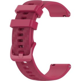 Resim Samsung Galaxy Uyumlu Watch Active 2 İçin 40mm / 44mm 20mm Karbon Fiber Çizgili Silikon Saat Bandı Şarap Kırmızısı 