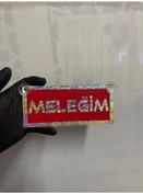 Resim Kırmızı Renk Üzeri Hologram Renk Meleğim Yazılı Vantuzlu Cam Süsü 