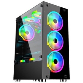 Resim Gameforce GF-8307 Glass 600W 80+ 4x120 MM RGB Kontrolcü ve Kumanda Fan Oyuncu Kasa 