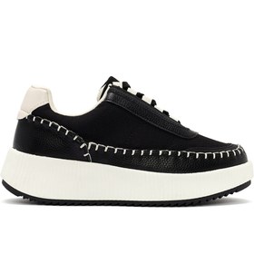 Resim Derimod Kadın Siyah Bağcıklı Deri Sneaker 24WFD43076F 