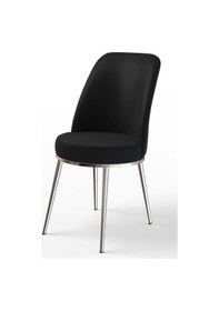 Resim Canisa Concept Dexa Serisi Siyah Renk Sandalye Mutfak Sandalyesi, Yemek Sandalyesi Ayaklar Parlak Krom Siyah 