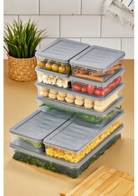 Resim Multi Box 9 Parça 4 Farklı Boy Saklama Kabı Seti - Dondurucu & Mikrodalga Uyumlu Gri 