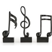 Resim 3 adet Vintage Müzik Notu Heykelleri, Plastik Masaüstü Dekor Heykelleri, Siyah Masa Süsleri Ev, Ofis, Kitaplık, Müzik Odası, Düğün Töreni Dekoru 