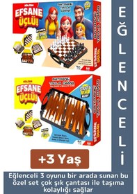 Resim Eğlenceli Çocuk Yetişkin Aile Okul Eğitici Taşıma Çantalı Tavla Satranç Dama 3 İn 1 Özel Oyun Seti 